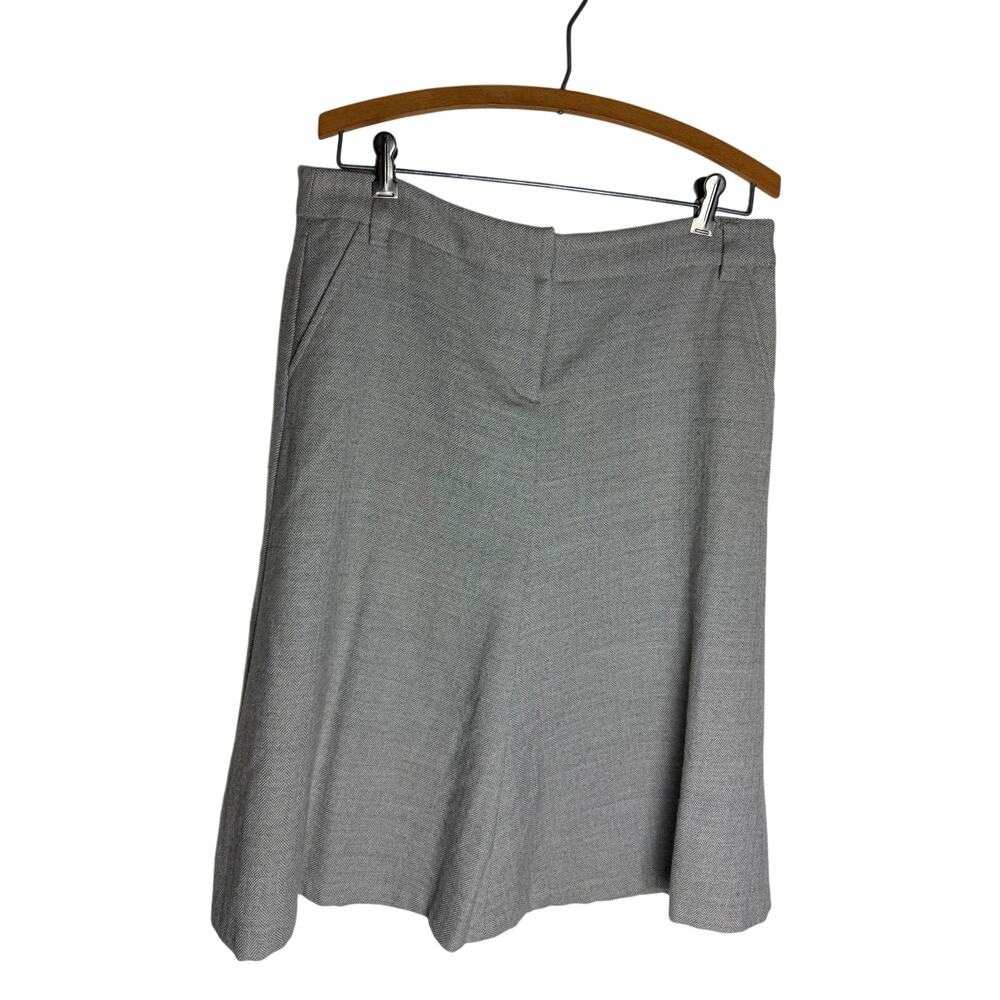 J.Crew Gray Herringbone Wool Knee Length Skirt Size 8 A-Line Career